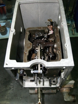 A Woodward EG-10 series governor disassembled.